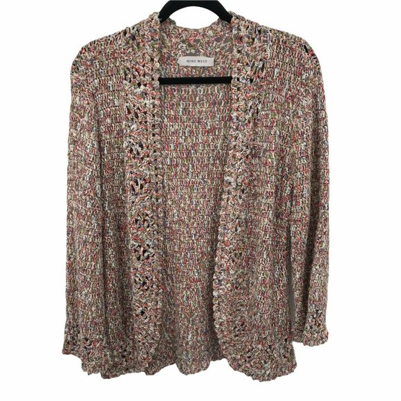 Nine West Womens Multi Colored Open Front Long Sleeve Cardigan Sweater Size M - Picture 1 of 5
